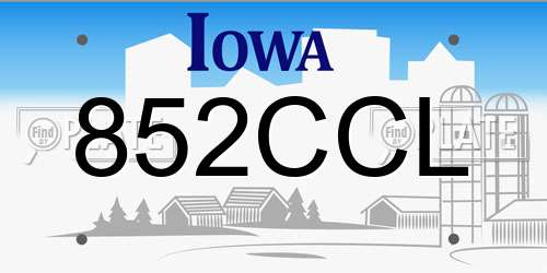 852CCL Iowa License Plate