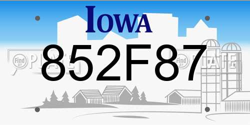 852F87 Iowa License Plate