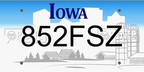 852FSZ Iowa License Plate