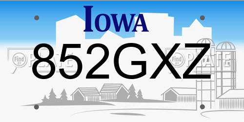 852GXZ Iowa License Plate