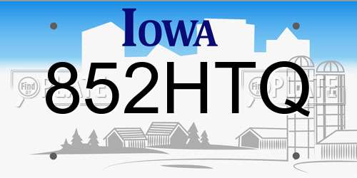 852HTQ Iowa License Plate
