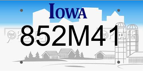 852M41 Iowa License Plate