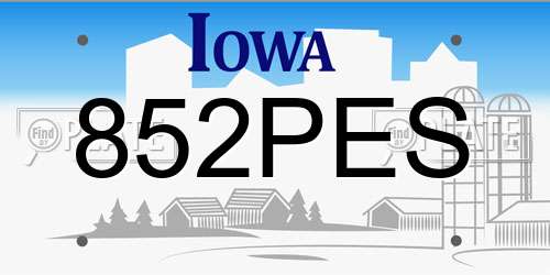 852PES Iowa License Plate