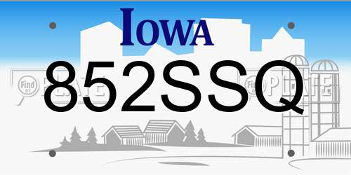 852SSQ Iowa License Plate