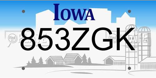 853ZGK Iowa License Plate