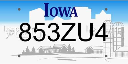 853ZU4 Iowa License Plate