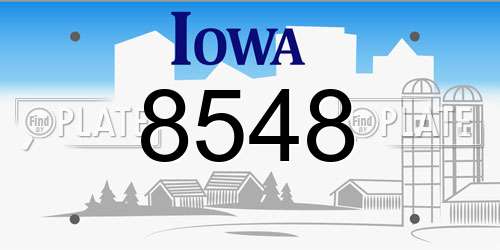 8548 Iowa License Plate