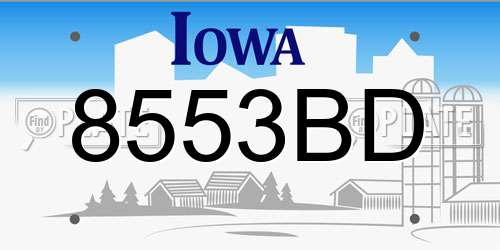 8553BD Iowa License Plate