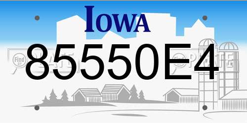 85550E4 Iowa License Plate