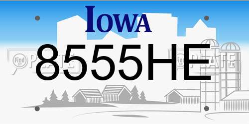 8555HE Iowa License Plate