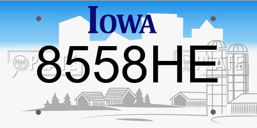 8558HE Iowa License Plate