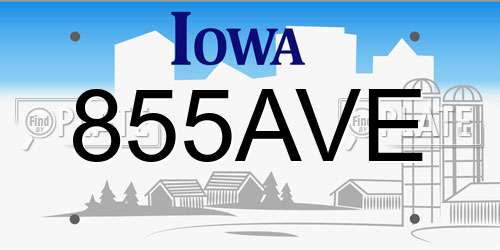 855AVE Iowa License Plate