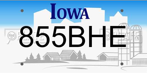 855BHE Iowa License Plate
