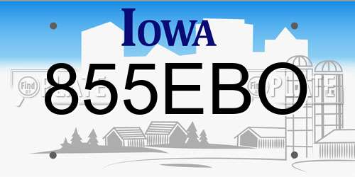 855EBO Iowa License Plate