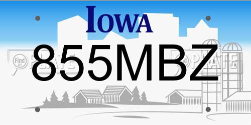 855MBZ Iowa License Plate