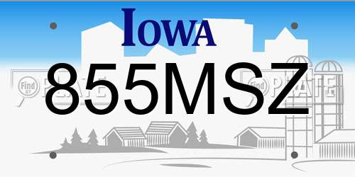 855MSZ Iowa License Plate