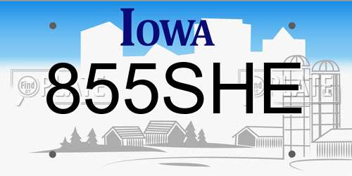 855SHE Iowa License Plate