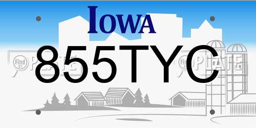 855TYC Iowa License Plate