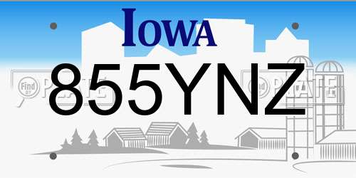 855YNZ Iowa License Plate