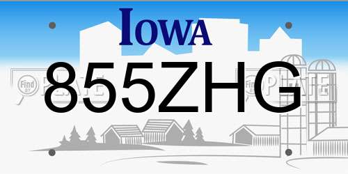 855ZHG Iowa License Plate