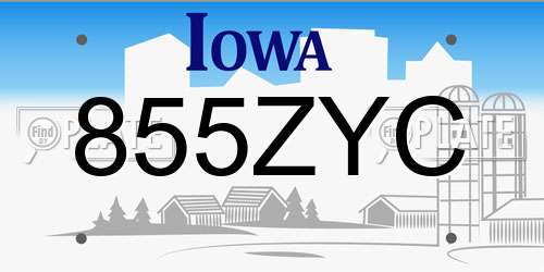 855ZYC Iowa License Plate