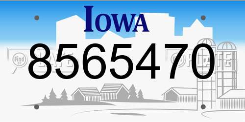 8565470 Iowa License Plate