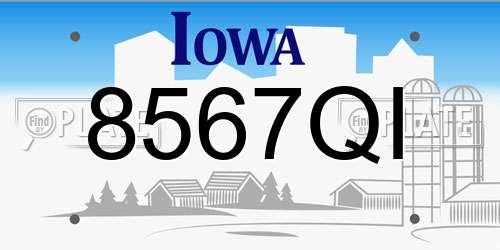 8567QI Iowa License Plate