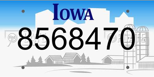 8568470 Iowa License Plate