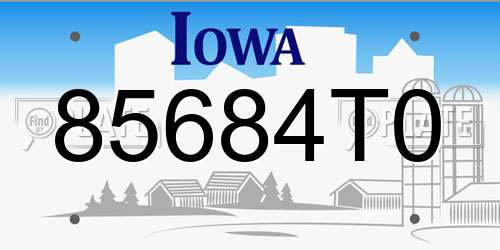 85684T0 Iowa License Plate