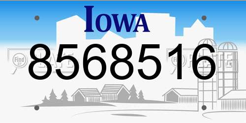 8568516 Iowa License Plate