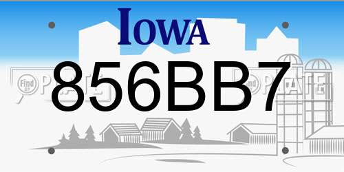856BB7 Iowa License Plate