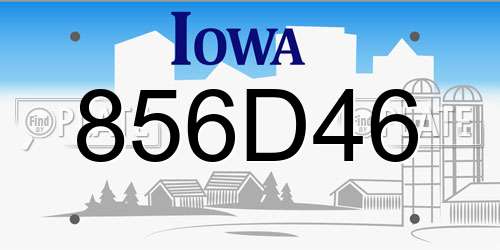 856D46 Iowa License Plate