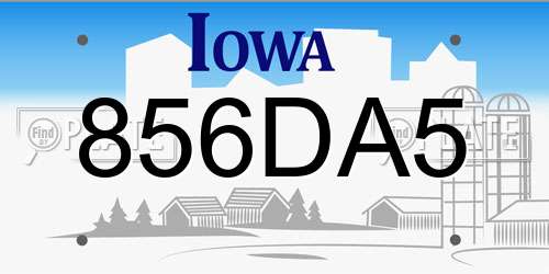 856DA5 Iowa License Plate