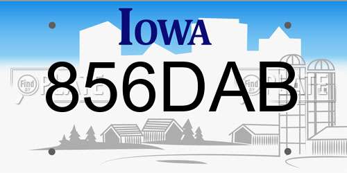856DAB Iowa License Plate