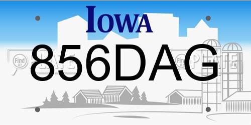 856DAG Iowa License Plate