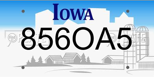 856OA5 Iowa License Plate