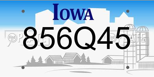 856Q45 Iowa License Plate