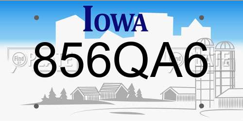 856QA6 Iowa License Plate
