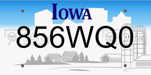 856WQ0 Iowa License Plate