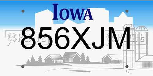856XJM Iowa License Plate