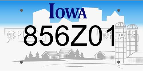 856Z01 Iowa License Plate