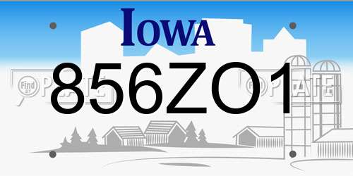 856ZO1 Iowa License Plate