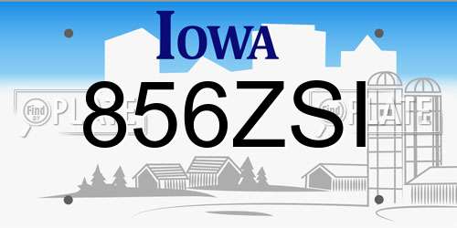 856ZSI Iowa License Plate