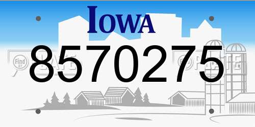 8570275 Iowa License Plate