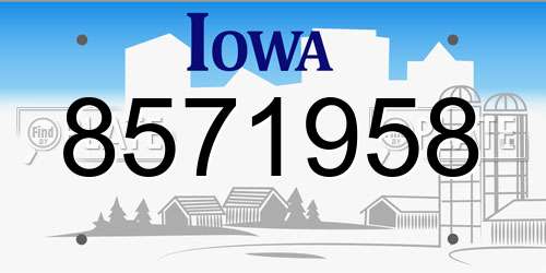 8571958 Iowa License Plate