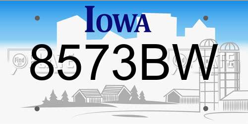 8573BW Iowa License Plate