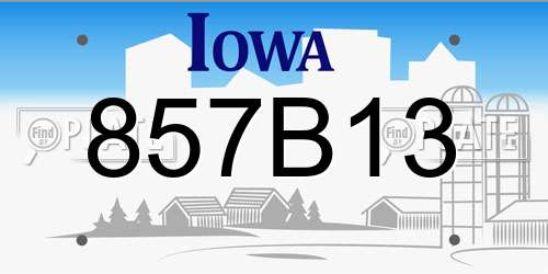 857B13 Iowa License Plate
