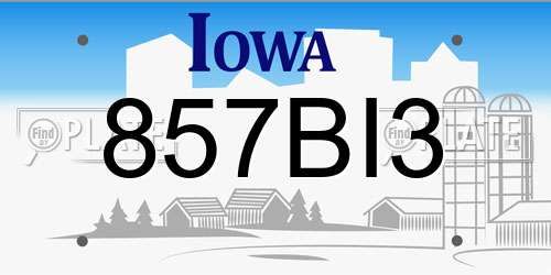 857BI3 Iowa License Plate