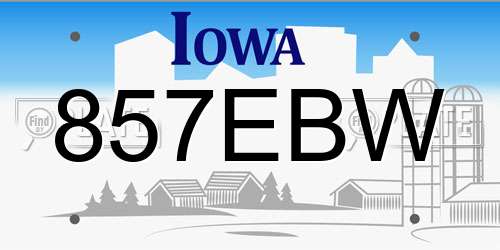 857EBW Iowa License Plate