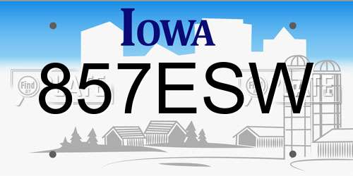 857ESW Iowa License Plate